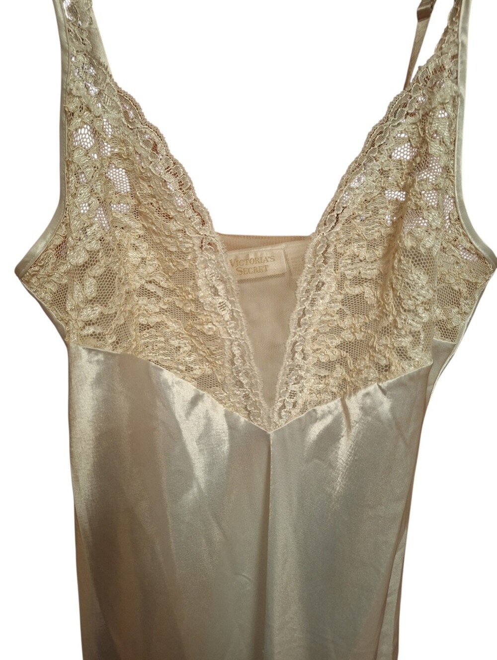Vintage Victorias Secret Liquid Satin Ivory Bias Bridal Lace Gold Label Gown med - Picture 5 of 7